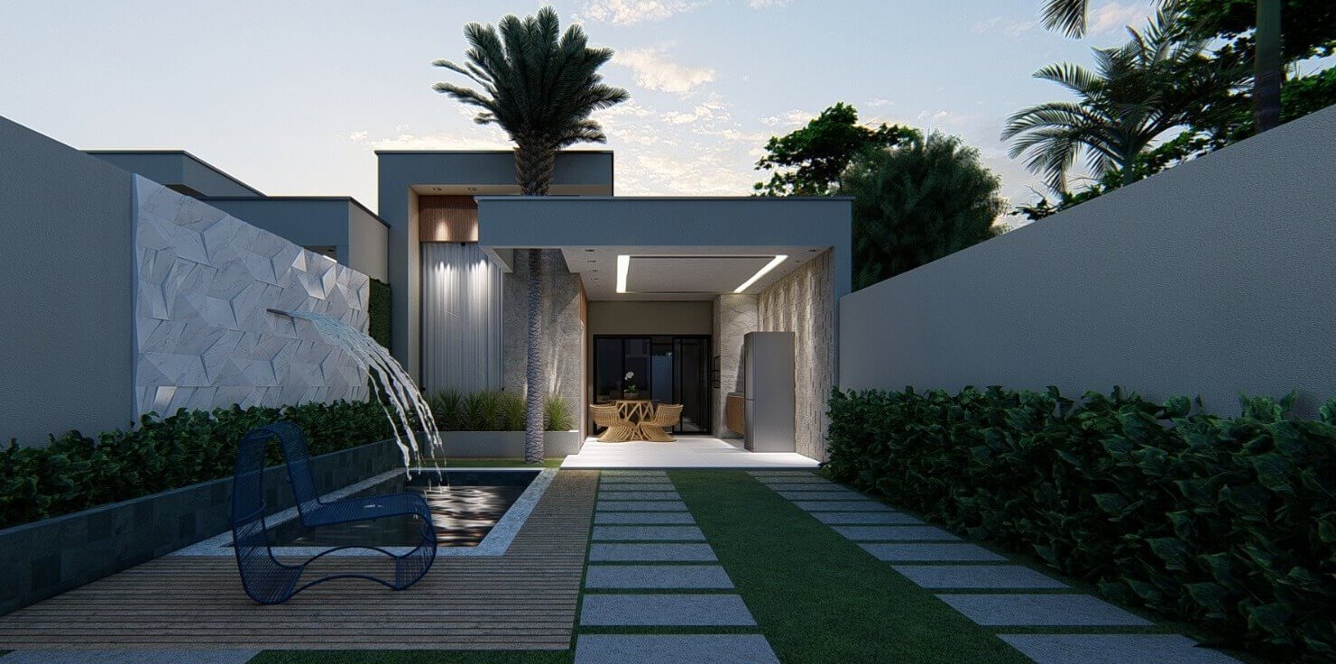 Fachada moderna com portão