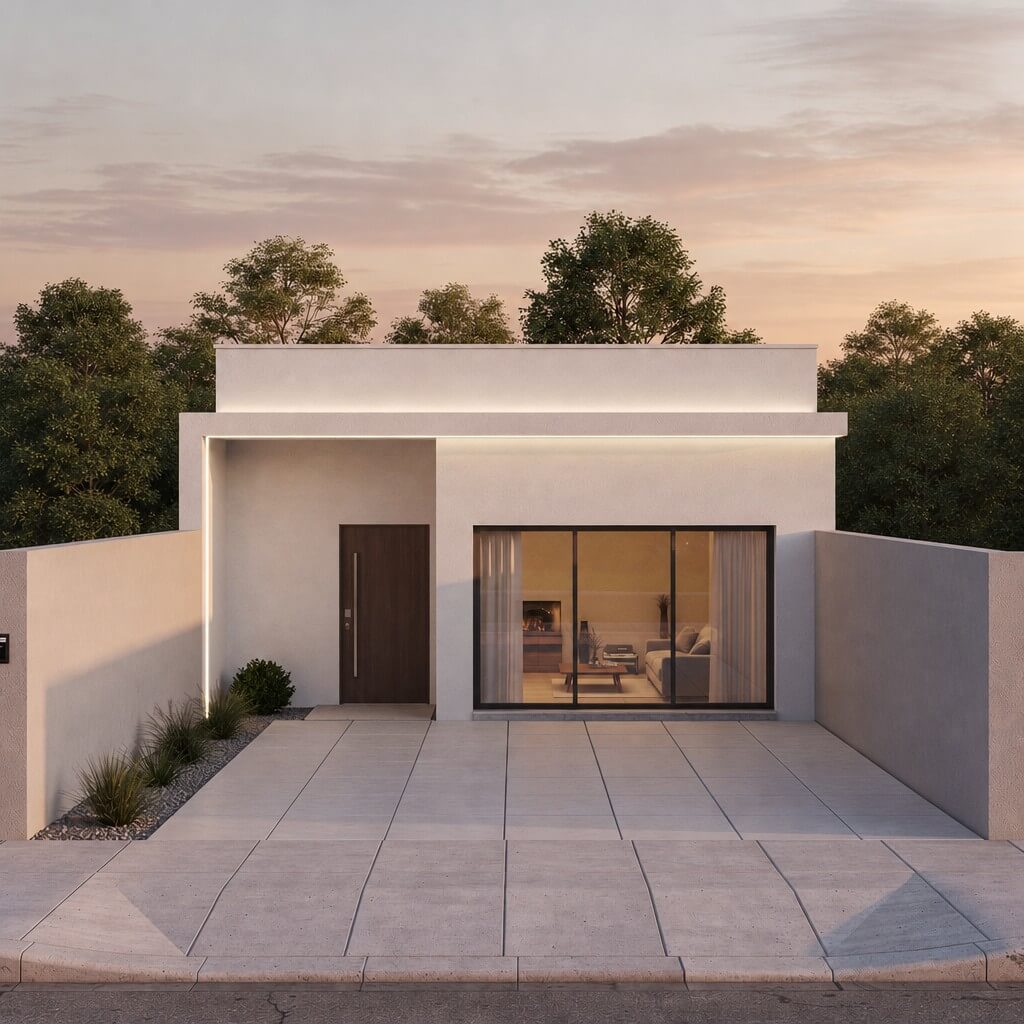 Casa com jardim e bougainvillea